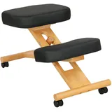 HOMCOM Ergonomischer Kniestuhl mit einstellbarer Höhe, Ergonomischer Haltungsstuhl für Büro und Zuhause, Ergonomischer Kniestuhl aus Holz mit Rollen, Schwarz