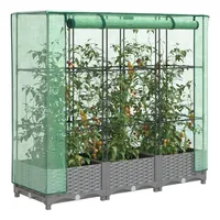 VidaXL Hochbeet mit Gewächshaus-Aufsatz Rattan-Optik 120x40x123 cm