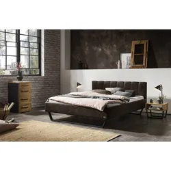 Hasena Polsterbett Stefano, Bezugsfarbe: Buffalo espresso, Metallfarbe: Anthracit, verschiedene Größen