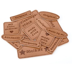 buttinette Label-Set "handmade" in Lederoptik, Inhalt: 15 Stück