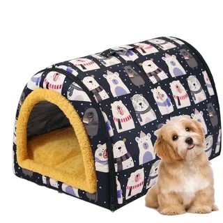 Hundehöhlen-Betthaus,Hundehütte-Zwingerbett - Geschlossenes warmes Katzen- und Hundebetthaus - Wasserdichter, Abnehmbarer und waschbarer Bezug für warmes Haustiernest für Katzen und Hunde