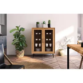 AC ANGEL CERDÁ Highboard 110 x 140 x 50 cm Walnuss / Schwarz