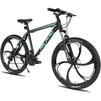 Hiland 26 Zoll Mountainbike MTB mit Aluminiumrahmen Scheibenbremse Federgabel 6 Speichenräder für Jugendliche Fahrrad Herren Damen Jungen Mädchen Schwarz Blau