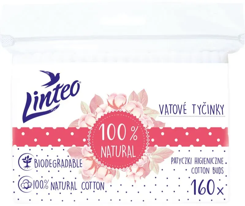 Linteo Natural Cotton Buds Wattestäbchen im Beutel 160 St.