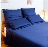 Wolkenfeld Bettwäsche Edel Mako-Satin Bettwäsche, unfassbar weich, Mako-Satin, 2 teilig, 135x200 cm, 155x220 & Übergrößen I inkl. Kissenbezüge 80x80 I Uni blau