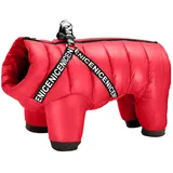 CMZYBBD Hundemantel Winterhundkleidung Warmes Hundesjacke Mantel wasserdichte Kleine Mittlere Hunde Haustier Kleidung Overall Für Französische Bulldogge-rot-m