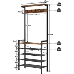 Hoobro Garderobenständer, 5-lagiges Schuhregal, Garderobe, Kleiderständer