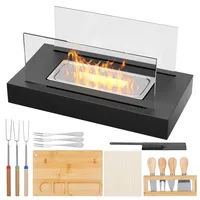 Ethanol Tischkamin mit Smores Kit, Bioethanol Tischfeuer Tischfeuerstelle Gartenfackel für Indoor Outdoor Mini Kamin mit Grill Zubehör Deko für Party Garten Patio Terrasse