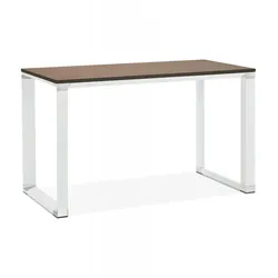 Schreibtisch Weiss-Braun Holz Metall | Designer Bürotisch mit Industrie Look | Moderner Arbeitstisch mit Walnussfinish | Kadima Design