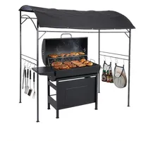 Relaxdays Grillpavillon 1,5 x 2,2 m Anthrazit/Schwarz