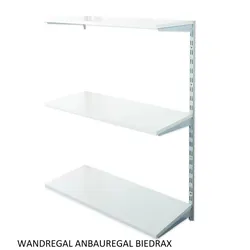 Wandregal - Anbauregal 25 x 40 x 100 cm, Farbe silber - 3 Fachboden grau