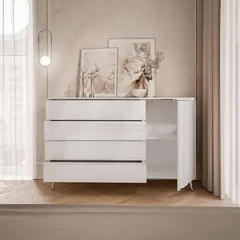 lookway Kommode AURORA SILVER 1D4S auf schräge chrom Beinen