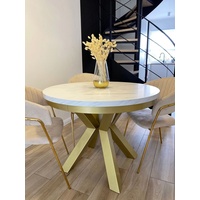Runder goldener Tisch wohnzimmer ausziehbar 120(200) Marmorplatte Narvic