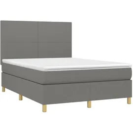 vidaXL Boxspringbett 140 x 200 cm Dunkelgrau