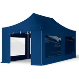 TOOLPORT 3x6m Aluminium Faltpavillon Alu 40mm, Seitenteile, mit Panoramafenstern, blau
