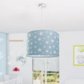 Paco Home Pendellampe Kinderzimmer Pendelleuchte Baby Lampenschirm Stoff Rund Sterne Kinderlampe E27
