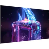 DEQORI Alu-Dibond Bild Weiß 100x50 cm 'Frost und Flamme' Wandbild Metall dünn Design - Lila