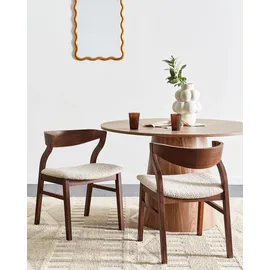 Beliani Esszimmerstuhl 2er Set MAROA Holz Hellbeige