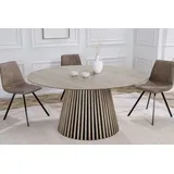 riess-ambiente Esstisch VALHALLA WOOD 120cm grau · runder Küchentisch im Japandi-Design (Einzelartikel, 1-St), 4 Personen · Säulenfuß aus Massivholz · Eiche grau 120 cm x 75 cm x 120 cm