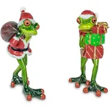 Formano 2er Set Figuren Weihnachtsmänner Frösche, Frosch Geschenke Froschhausen