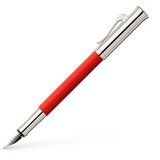 Graf von Faber-Castell Füllfederhalter Guilloche India Red mit Schaft aus Edelharz, Farbe: Rot, 18-Karat Goldfeder mit Iridiumspitze, Federbreite: M, Abmessung: Länge 131 mm x Ø 12 mm, 145290