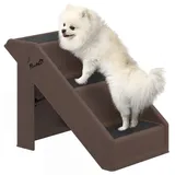 Beyamis Hundetreppe, 3 Stufen, 36,5 Cm Hoch, Zusammenklappbar, Für Kleine Hunde, Geeignet Für Bett, Sofa, Couch Oder Auto, Braun
