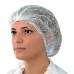 Einmal Kopfhauben "Mob Cap" SPP Polypropylen-Vlies, umlaufendes Gummiband L, weiß  1000 Stück