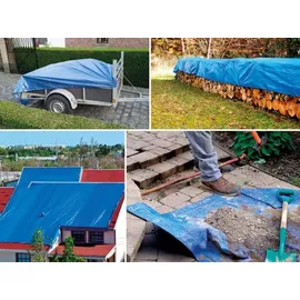 Perel Abdeckplane 3 x 4 m Blau/Khaki