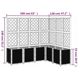 vidaXL Pflanzkübel mit Rankgitter 160 x 120 x 140 cm Blaugrau