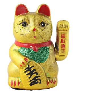 Superfreak Glückskatze - Maneki-Neko - Winkekatze aus Keramik - 17 cm - Gold