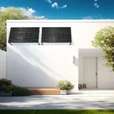 Balkonkraftwerk 800W mit Halterung | Bifaziale Steckersolaranlage mit 2 x Glas-Glas Solarmodulen Full Black & Wechselrichter - für die Wand