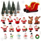 jenich Stück Weihnachten Miniatur Ornamente Mini Weihnachten kleine Figuren Mini Weihnachtsdeko, Harz Garten Micro Landschaft Weihnachten Deko Mini-Weihnachtsschmuck-Set