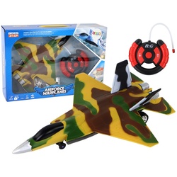 LEAN Toys Spielzeug-Flugzeug Kampfflugzeug Militärflugzeug Moro Ferngesteuert Flugzeug Licht Sounds gelb