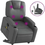vidaXL Massagesessel mit Aufstehhilfe Kunstleder 144 x 78,5 x 0 cm Grau