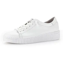 Slip-On Sneaker GABOR, Damen, Gr. 38, weiß, Leder, sportlich, Schuhe Sneaker, mit Gummizug als Zierschnürung, Freizeitschuh, Halbschuh, Schnürschuh