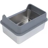 LUCKDANO Edelstahl-Katzentoilette, Große, Hochwandige Katzentoilette für Große Katzen, Katzentoilette mit Zugang von Oben und Schaufel, Geschlossene Geruchskontrolle, Einfache Reinigung,