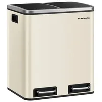 Songmics Mülleimer, Abfalleimer, 30L, ergonomisch, Stahl, Metall-Fußreling