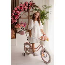 SUN BABY Mädchenfahrrad 14 Zoll Glocke Zusatzräder Schubstange Flower Bike rosa - Rosa