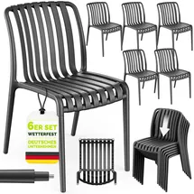 tillvex Gartenstuhl 6er Set 120 x 120 x 80 cm schwarz