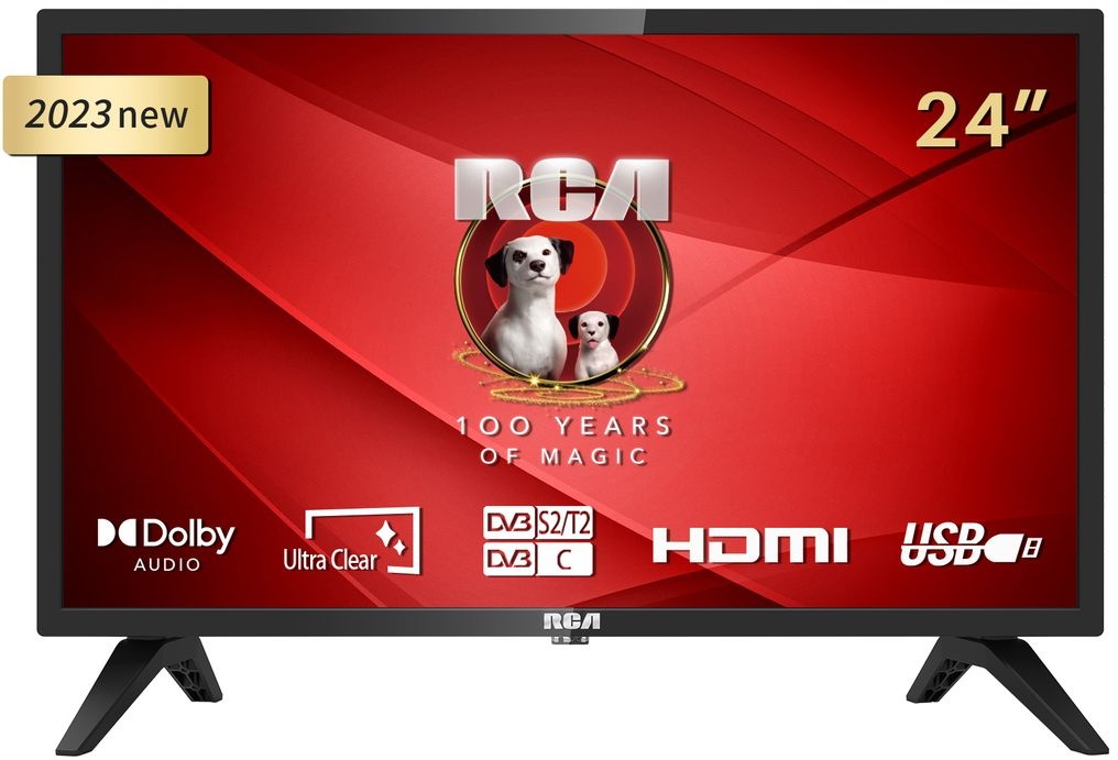 RCA iRB24H3 Fernseher 24 Zoll (TV 61 cm), Dolby Audio, LED, Triple Tuner DVB-C / T2 / S2, CI+, VGA PC Connection, HDMI, USB, digitaler Audioausgang...