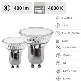 EGLO GU10 2-fach Leuchtmittel 2x2,9W Ø50mm neutralweiss