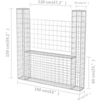 vidaXL Gabionenkorb U-Form 160 × 20 × 150 cm