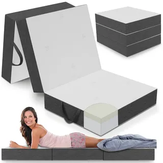 Bestschlaf Premium Visco Klappmatratze, extra hoch 15 cm, Gästematratze klappbar, Faltmatratze, Faltbare Matratze, Bandscheibenwürfel, Reisematratze