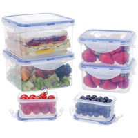 EASYLOCK 6er-Set 1250ML/500ML/180ML Plastikdosen Frischhaltedosen Set mit Deckel, Brotdose,Aufbewahrungsbox Küche, Meal Prep Boxen, Aufschnittboxen für Kühlschrank, Quadratisch Gefrierdosen
