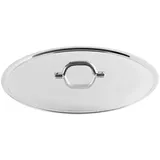 Baldassare Agnelli Pentole Agnelli FAMA2928 Flacher Deckel mit Griff, Rand und Brücke, schwere Ausführung aus BLTF-Aluminium, poliertes Silber, 28 cm