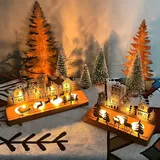 WEFHEF Advent Kerzenhalter, Adventskranz Holz Teelichthalter Weihnachten Kerzenständer Weihnachten Kerzentablett Metall mit Holz Haltern für 4 Teelichter, Tisch Adventsdeko Weihnachtsdeko