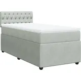 vidaXL Boxspringbett mit Matratze Hellgrau 90x200 cm Samt