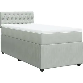 vidaXL Boxspringbett mit Matratze Hellgrau 90x200 cm Samt