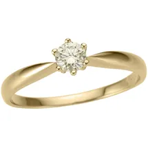 FIRETTI Solitärring "Schmuck Geschenk Gold 750 Damenring Verlobungsring Goldring Solitär" Gr. 16, gold (gelbgoldfarben), Fingerringe, Damen, 16, 0,25 LR = lupenrein, Diamanten Gelbgold 750, Diamanten, Gelbgold 750, mit Brillant