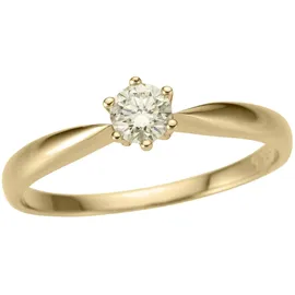 FIRETTI Solitärring "Schmuck Geschenk Gold 750 Damenring Verlobungsring Goldring Solitär" Gr. 16, gold (gelbgoldfarben), Fingerringe, Damen, 16, 0,25 LR = lupenrein, Diamanten Gelbgold 750, Diamanten, Gelbgold 750, mit Brillant